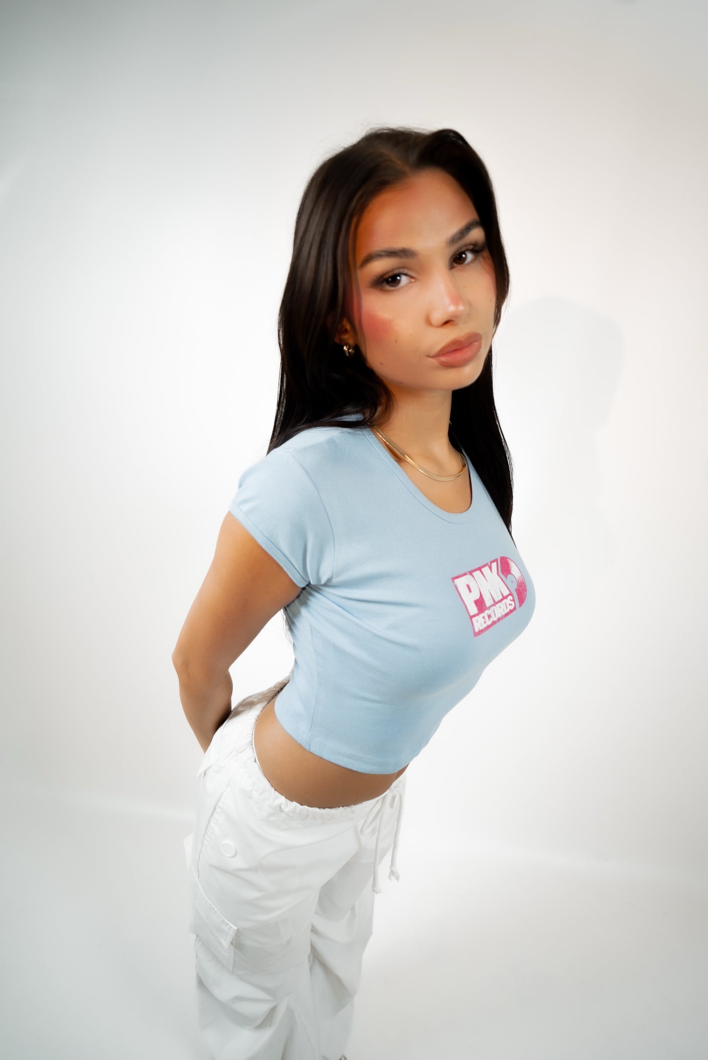 Baby Blue Cap Sleeve Baby Rib Crop Top (PRE-ORDER ITEM)